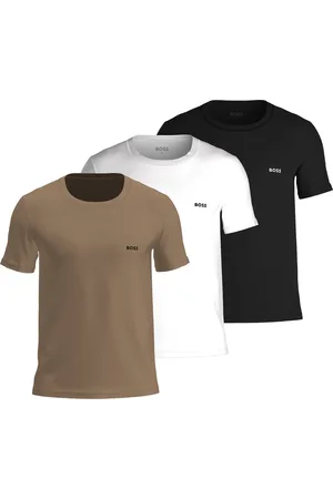 HUGO BOSS Classic T-shirts regular fit (3-pack) - heren T-shirts O-hals - midden beige - zwart en wit