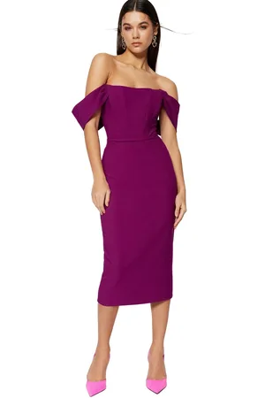 Trendyol Paarse Body-Sit Korset Gedetailleerde Geweven Elegante Avondjurk Afstudeerjurk Tprss22El00097