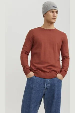 JACK & JONES Emil knit crew neck slim fit - heren pullover viscosemengsel met O-hals - warm