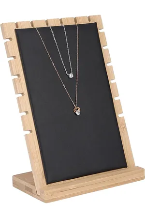 Merkloos Houten Ketting en Armband Display Stand - Sieraden Organizer Rack met Hanger - Zwart