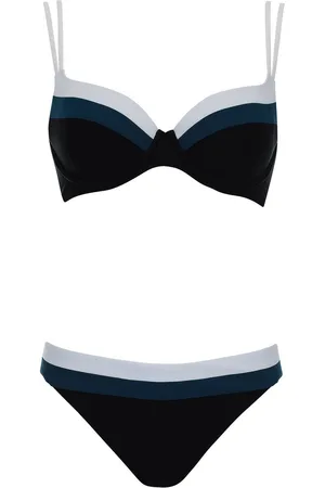 Sunflair Bikini Dames – /Wit/Blauw – Voorgevormde Cups & Beugel – Sportieve Look – Verstelbare Bandjes –