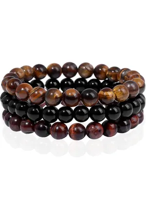 Memphis Stacked Heren Armbanden set - 8mm Tiger Onyx-17cm