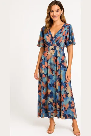 Merkloos JIMI FEI PARIS – Maxi Jurk Blue Mirage – One Size – Valt Zwierig en Elegant
