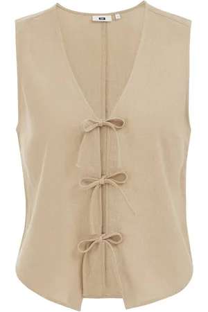 WE Fashion Dames gilet van linnenmix