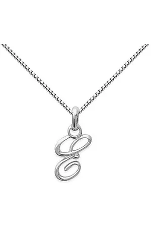 Amanto Ketting Letter E - 925 Zilver Gerhod. - Alfabet - 8x15mm - 50cm