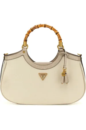 Guess Handtas Schoudertas Zabry Large Bamboo Satchel Crème