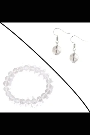 Bixorp Gems Set van Bergkristal Edelstenen Armband & Oorbellen - Kralenarmband / Oorbelletjes Edelsteen - Natuursteen Sieraden Cadeau