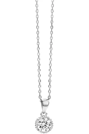 New Bling 932481714 - Zilveren Collier met Hanger - Rond Wit Zirkonia - 6 mm