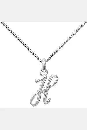 Amanto Ketting Letter H - 925 Zilver Gerhod. - Alfabet - 10x18mm - 50cm