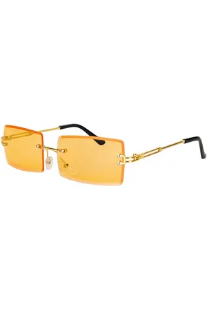 Merkloos Zonnebril rechthoekig - Festival bril - Rave bril - Glasses - Koningsdag accessoires - Oranje