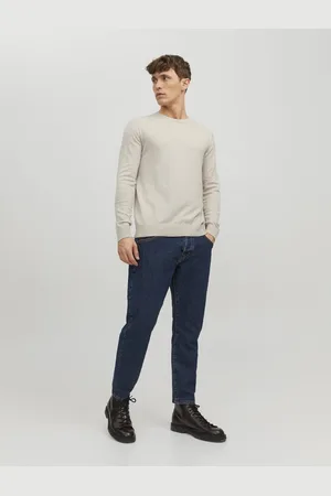 JACK & JONES Emil knit crew neck slim fit - heren pullover viscosemengsel met O-hals - melange