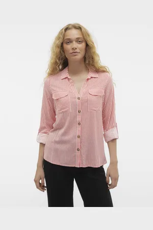 VERO MODA Blouse Vmbumpy L/s Shirt New Wvn Ga Noos 10275283 Cayenne/snow White Dames
