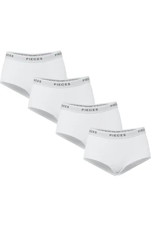 Pieces® 4-Pack Dames shorts - Solid - Katoenen dames onderbroek - Multipack - Voordeelverpakking - L