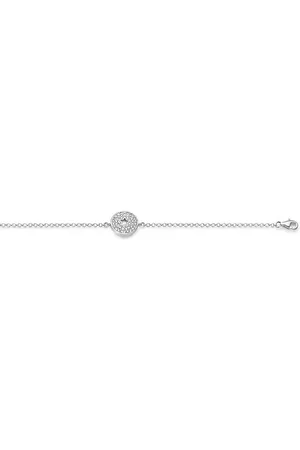 Silventi New Bling 910481536 - Zilveren armband - jasseron - zirkonia cirkel met open ster 12 cm - lengte 17 + 3 cm