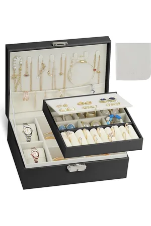 Merkloos Reis sieraden opbergdoos voor dames - PU leer, twee lagen, perfect als cadeau voor speciale gelegenheden