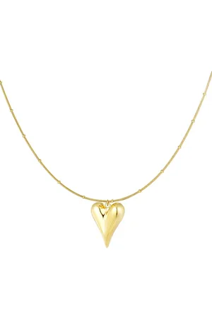 Yehwang Bolletjes ketting met iconische hart groot - Ketting dames - Ketting met hanger - Hartjes ketting - - Vriendschap - Nikkelvrij - Cadeau voor vrouw - Sieraden voor dames