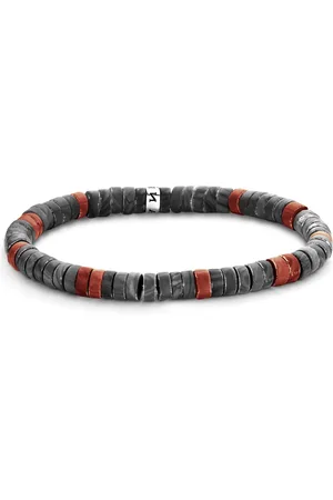 Frank 1967 7FB-0433 natuurstenen armband - Heren - stretch - / rood