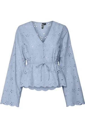 Pieces® PCTARMORINE LS TIE TOP WVN - Dames - Blouses
