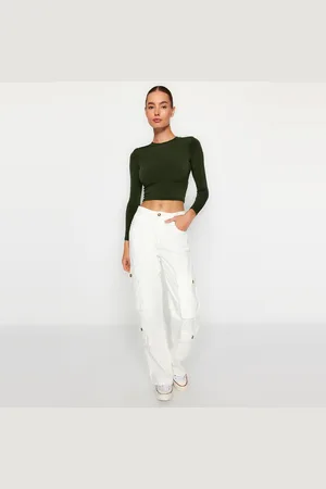 Trendyol Bordeauxrode Getailleerde/Eenvoudige, Geplooide, Elastische Gebreide Blouse Met Lange Mouwen Twoaw23El01391