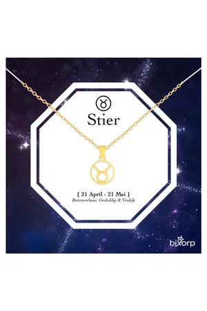Bixorp Stars Sterrenbeeld Ketting - Stainless Steel Rondje met Goud Verguld - 45cm Ketting met Zodiac Hanger - Inclusief Cadeau Verpakking