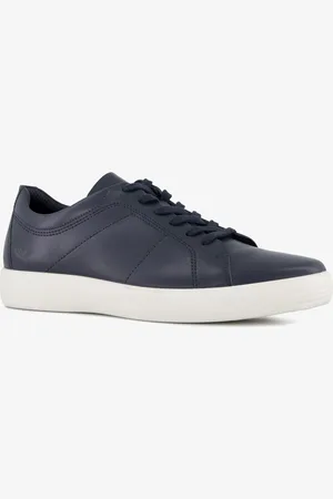 Ecco Leren heren sneakers donkerblauw