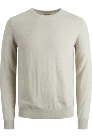 JACK & JONES Emil knit crew neck slim fit - heren pullover viscosemengsel met O-hals - melange