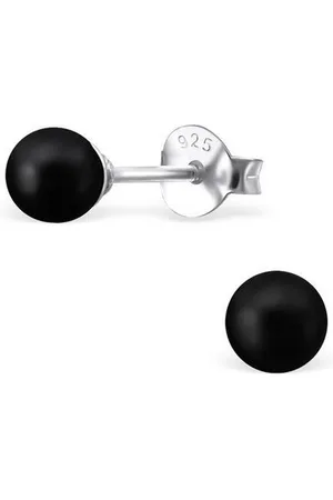 Amanto Oorbellen Elki Black - 925 Zilver E-Coating - Parel - ∅4mm