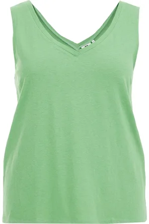 WE Fashion Dames singlet van katoenmix - Curve
