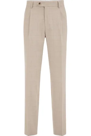 WE Fashion Heren Slim fit pantalon met subtiel ruitdessin