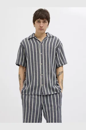JACK & JONES Heren Overhemd JORCOBA STRIPE RESORT SHIRT SS bequem Veelkleurig M Volwassenen
