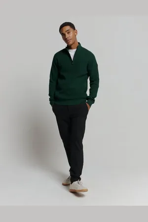 No Excess Luxe Sweater met Halve Ritssluiting en Effen Jacquard: Elegant en comfortabel