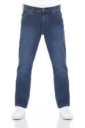 Wrangler Heren Jeans Broeken Texas Stretch regular/straight Fit Blauw Volwassenen Denim Jeansbroek
