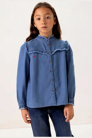 Sissy-Boy Blauwe denim ruffle blouse