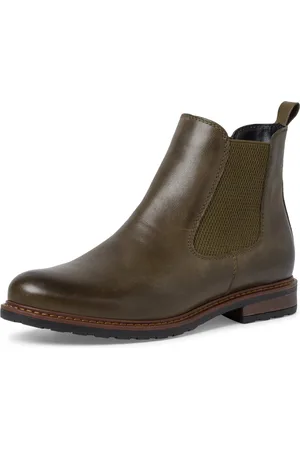 Tamaris Dames Chelsea boot 1-25056-41 leren laarzen enkellaarsjes olijf M2505641