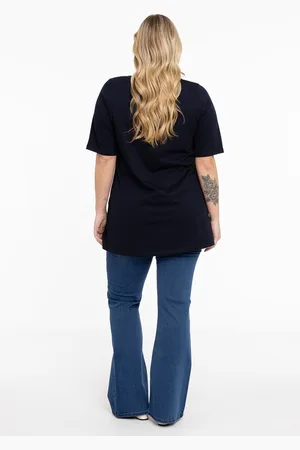 Yoek | Grote maten - dames tuniek korte mouw - donkerblauw
