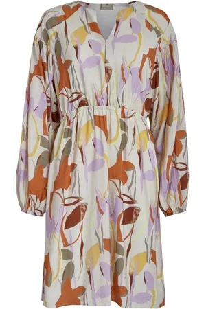Peppercorn Tracy 3/4 Sleeve Short Dress Sandshell Print