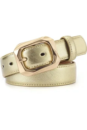 Fashion Favorite Big Gold Buckle Riem - | Riemmaat 95 cm | Kunstleer / Staal |