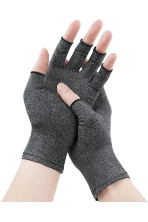 Merkloos 1 Paar Vingerloze Artritis Handschoenen voor Vrouwen & Mannen Compressie Vingerloze Handschoenen voor Pijnverlichting Gaming Typen（Grijs） (M)
