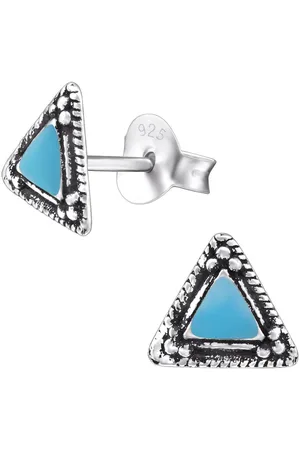Amanto Oorbellen Fraukje Blue - 925 Zilver Geoxideerd - ∅7mm