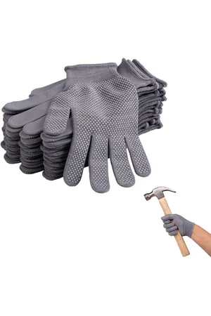 Merkloos 12 paar werkhandschoenen, antislip en slijtvaste gebreide handschoenen, handschoenvoeringen, geschikt voor tuinwerkzaamheden 22 cm