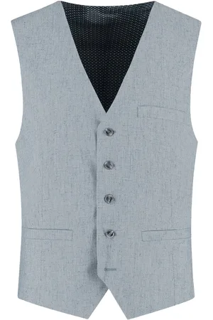 Club of Gents Gilet linnenblend mistgroen