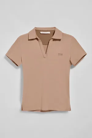 Polo Club® Lichtbruine polo "Pedraza" zonder knopen met rubberen -logo