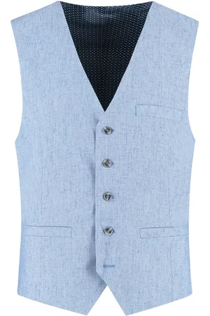 Club of Gents Gilet linnenblend duifblauw