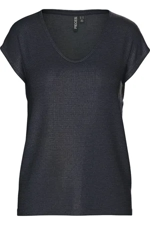 Pieces® T-shirt Pcbillo Tee Lurex Stripes Jrs Noos 17078572 Sky Captain Dames