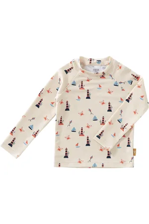 Fresk UV Top Longsleeve - 110/116 - Zwemkleding - Quick Dry Longsleeve - UV-bescherming UPF 50 - Lange Mouw - Zwemshirt voor Meisjes - Crème
