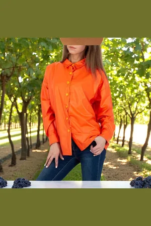 Merkloos Oversized blouse jasje knal PU leer S