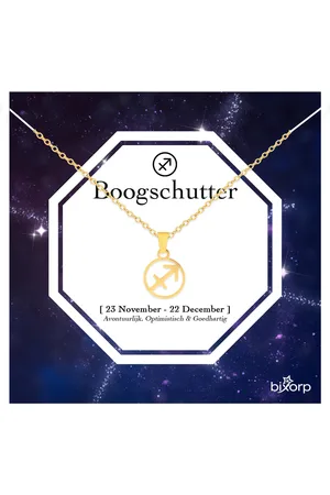 Bixorp Stars Sterrenbeeld Ketting - Stainless Steel Rondje met Goud Verguld - 45cm Ketting met Zodiac Hanger - Inclusief Cadeau Verpakking