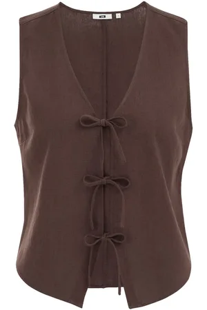 WE Fashion Dames gilet van linnenmix