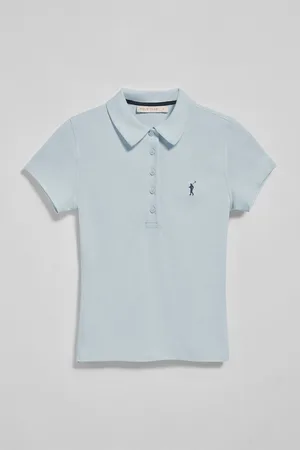 Polo Club® Lichtblauwe polo Pereira met vijf knopen en geborduurd Rigby Go-logo