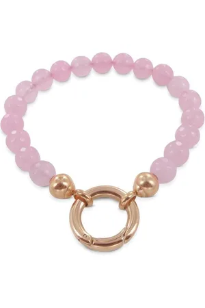 Silventi 980101706 Stenen Kralen Armband - Roze - Stalen sluiting